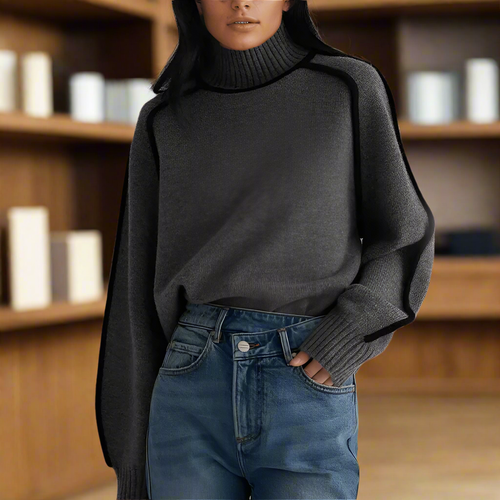 Jersey de punto suelto con cuello alto y estilo acogedor – NÉORA CloudKnit