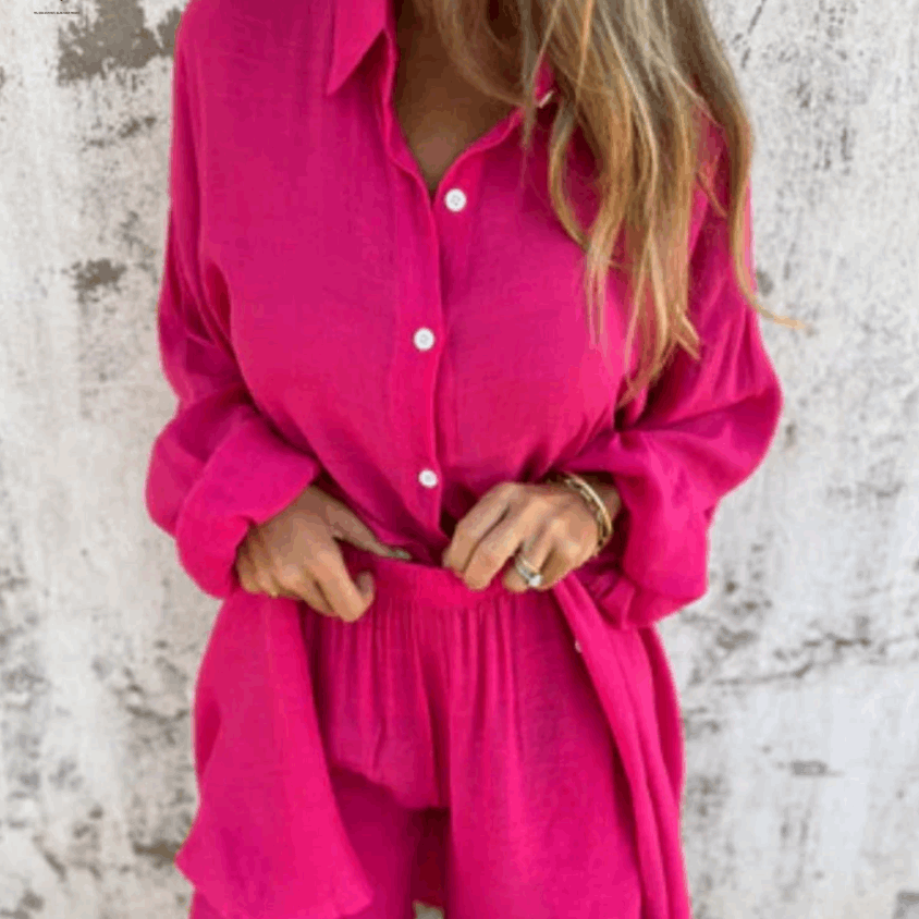 Conjunto veraniego de dos piezas con blusa y shorts cómodos – LONYA BreezeSet
