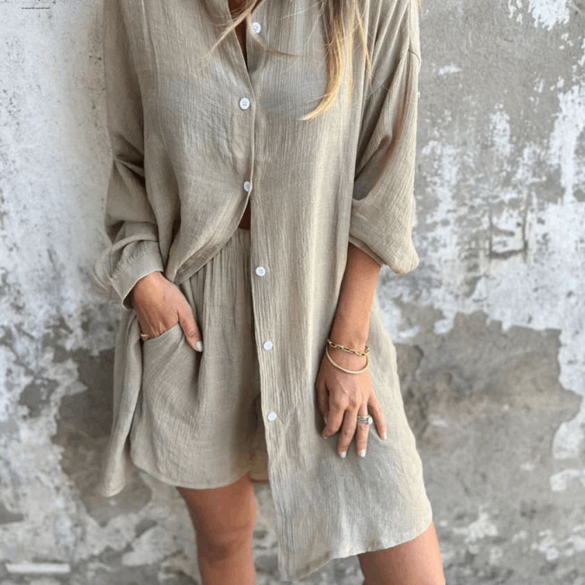 Conjunto veraniego de dos piezas con blusa y shorts cómodos – LONYA BreezeSet