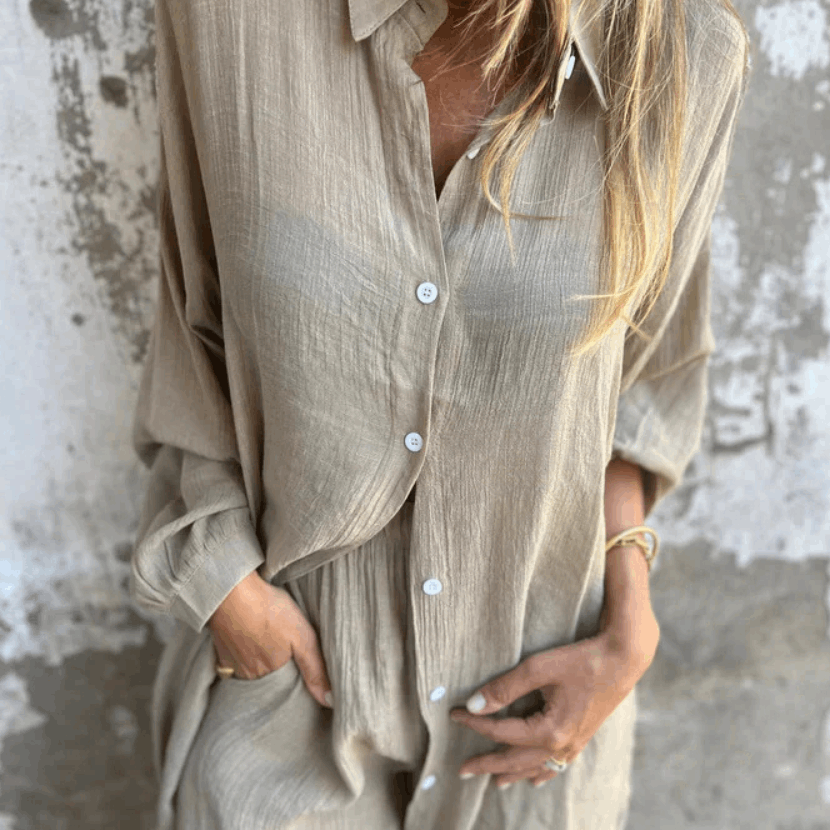 Conjunto veraniego de dos piezas con blusa y shorts cómodos – LONYA BreezeSet