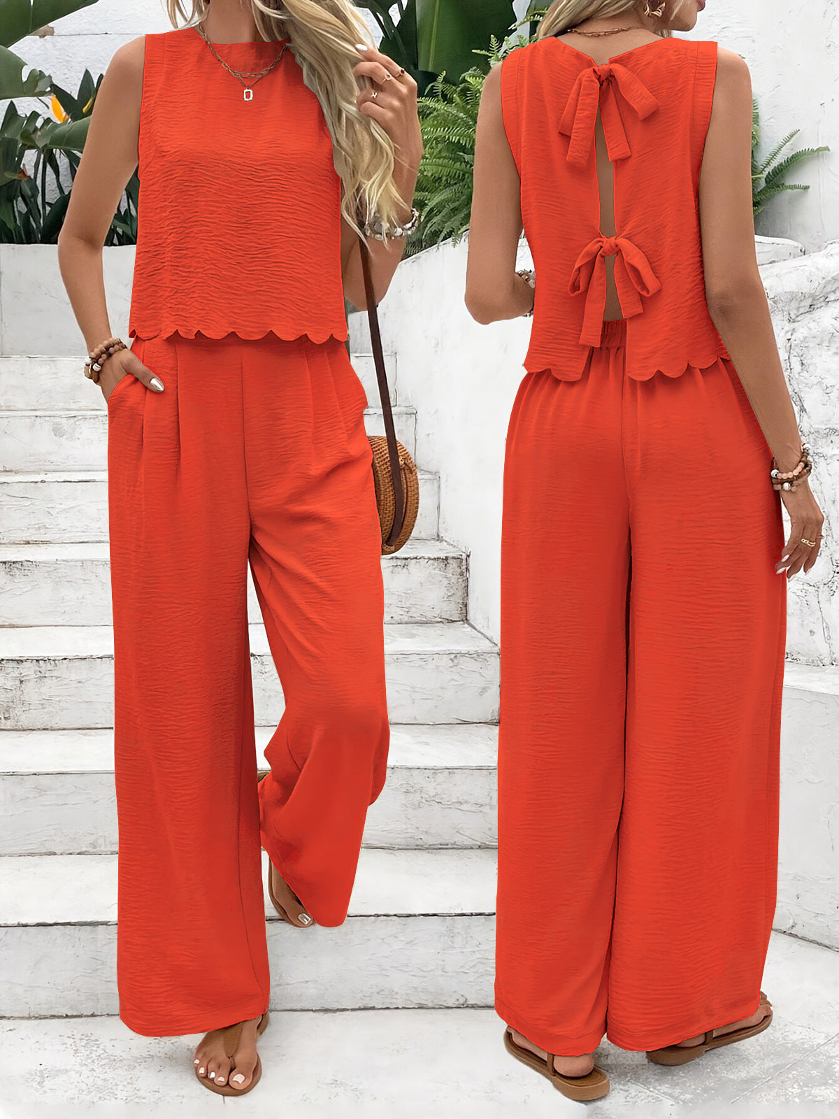 Conjunto veraniego de dos piezas con top y pantalón corto – NOÉLA SunSet