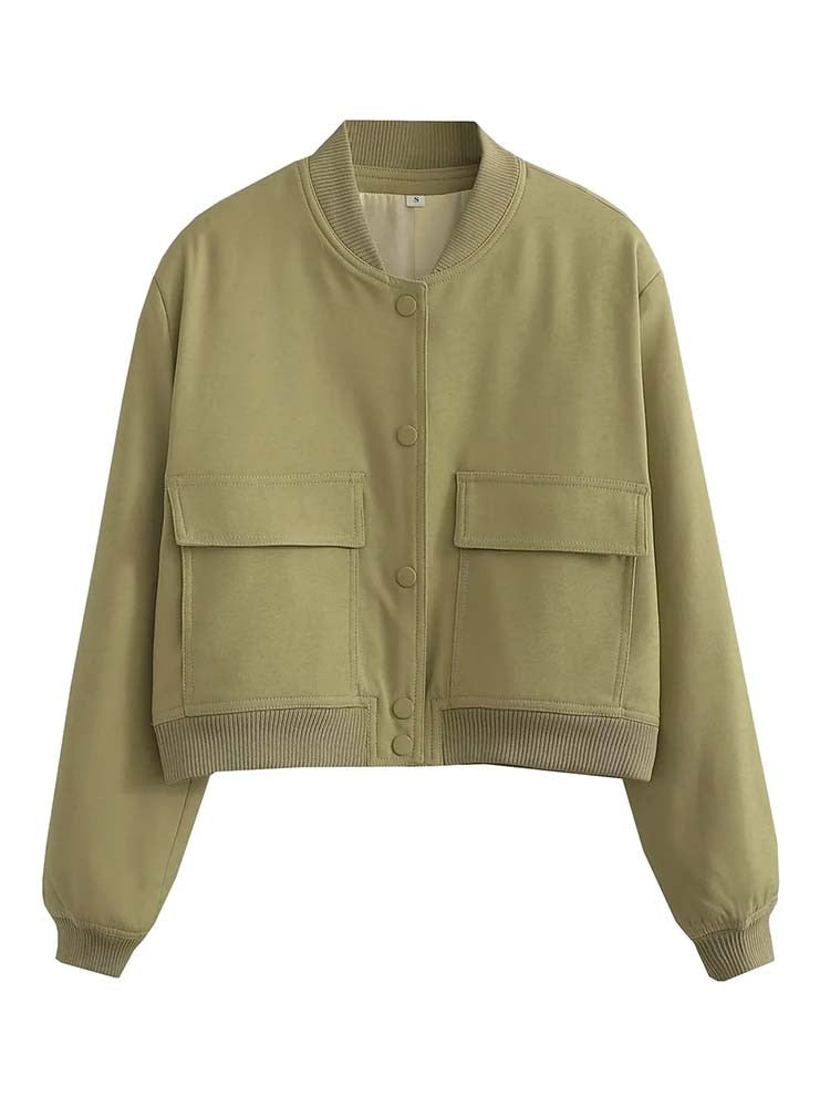 LUNA - Chaqueta cropped con cierre de botones para mujer