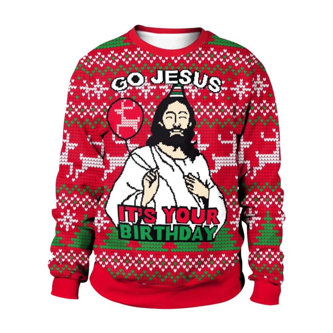 LEONOR - Jersey navideño unisex cálido con mangas largas