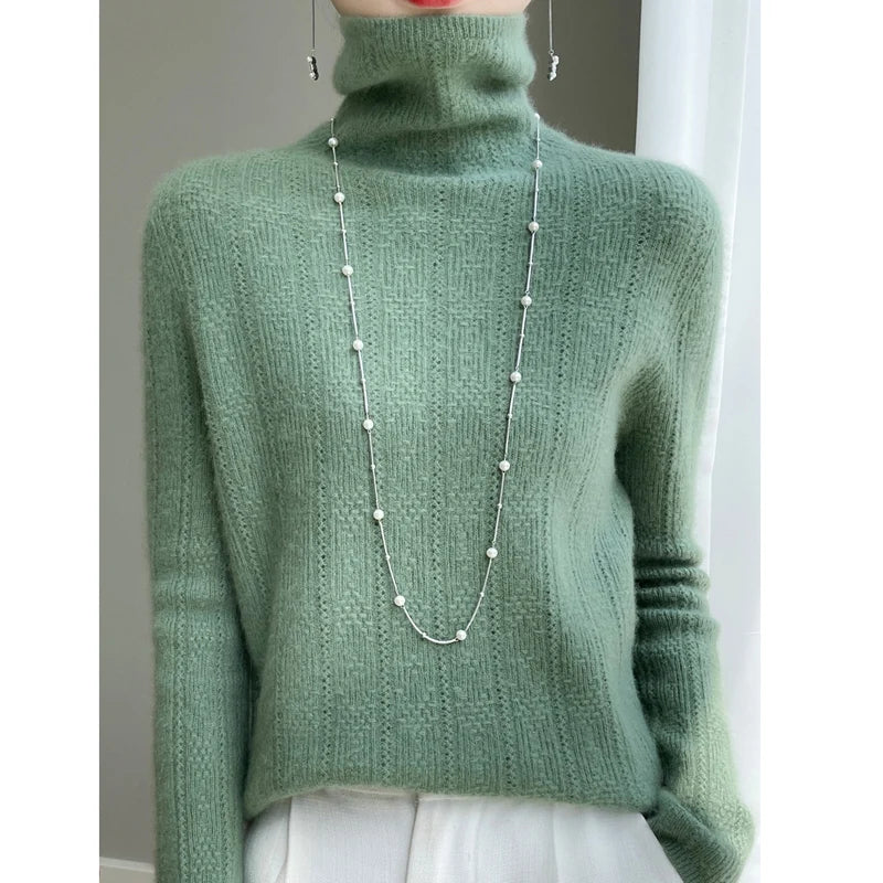 MARISE - Suéter de manga larga con cuello alto para mujer