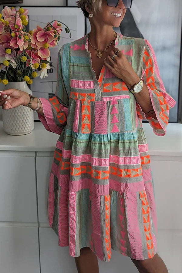 NAIRA – Vestido túnica bohemio chic con detalles étnicos refinados