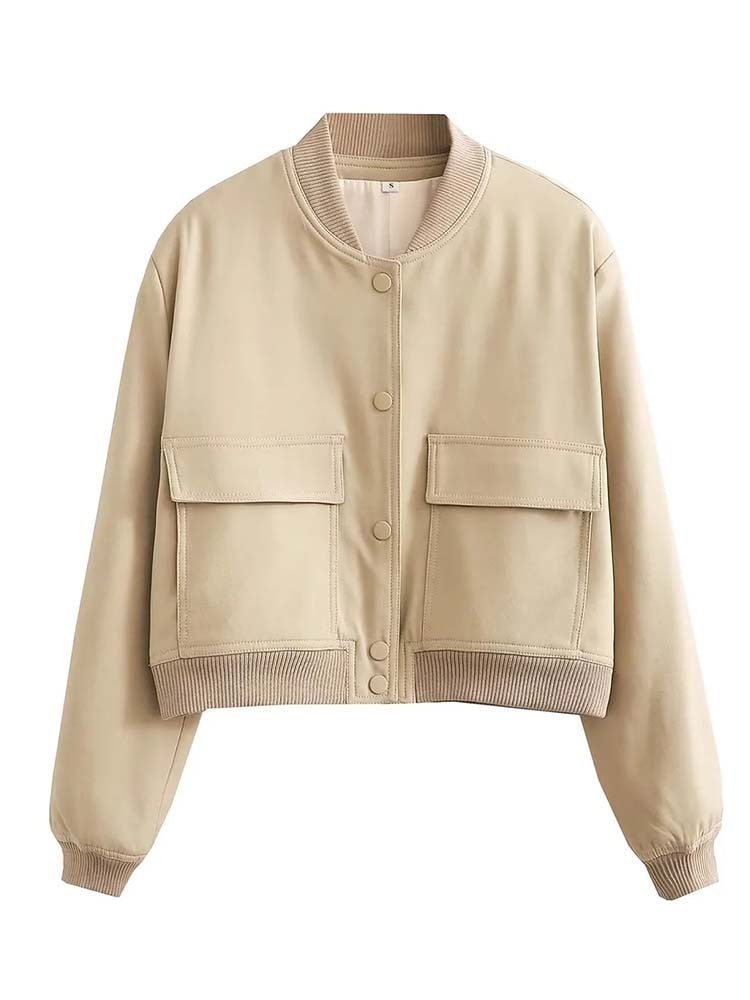 LUNA - Chaqueta cropped con cierre de botones para mujer