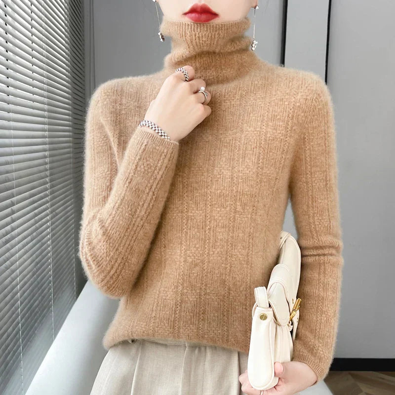 MARISE - Suéter de manga larga con cuello alto para mujer