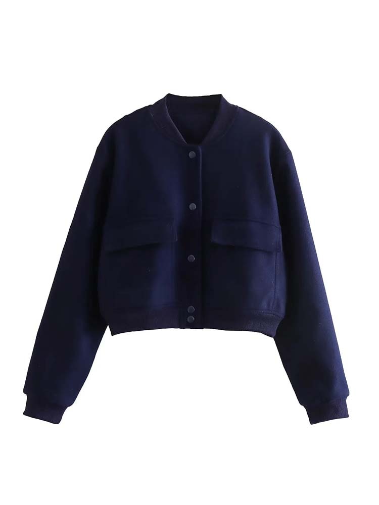 LUNA - Chaqueta cropped con cierre de botones para mujer