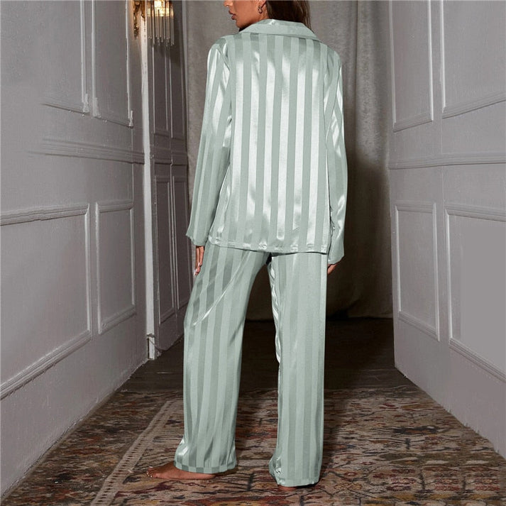 ISABELLA - Pijama de seda con estilo a rayas para mujer