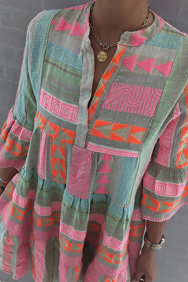 NAIRA – Vestido túnica bohemio chic con detalles étnicos refinados
