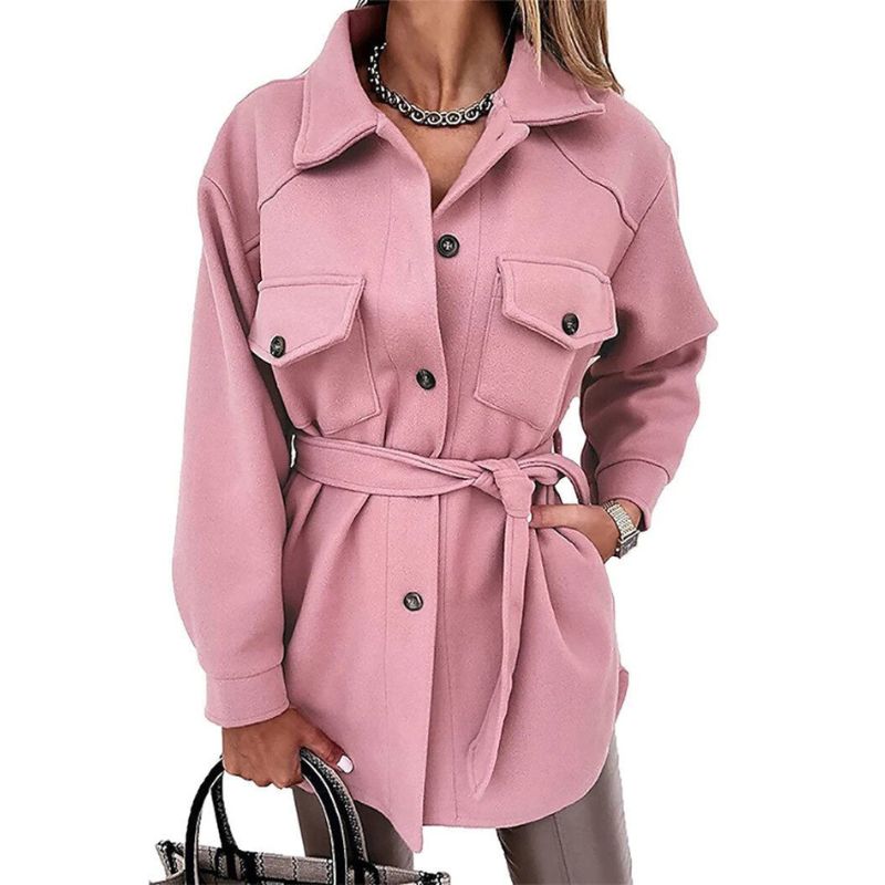 INEKE - Abrigo elegante para mujer con botones y bolsillos delanteros