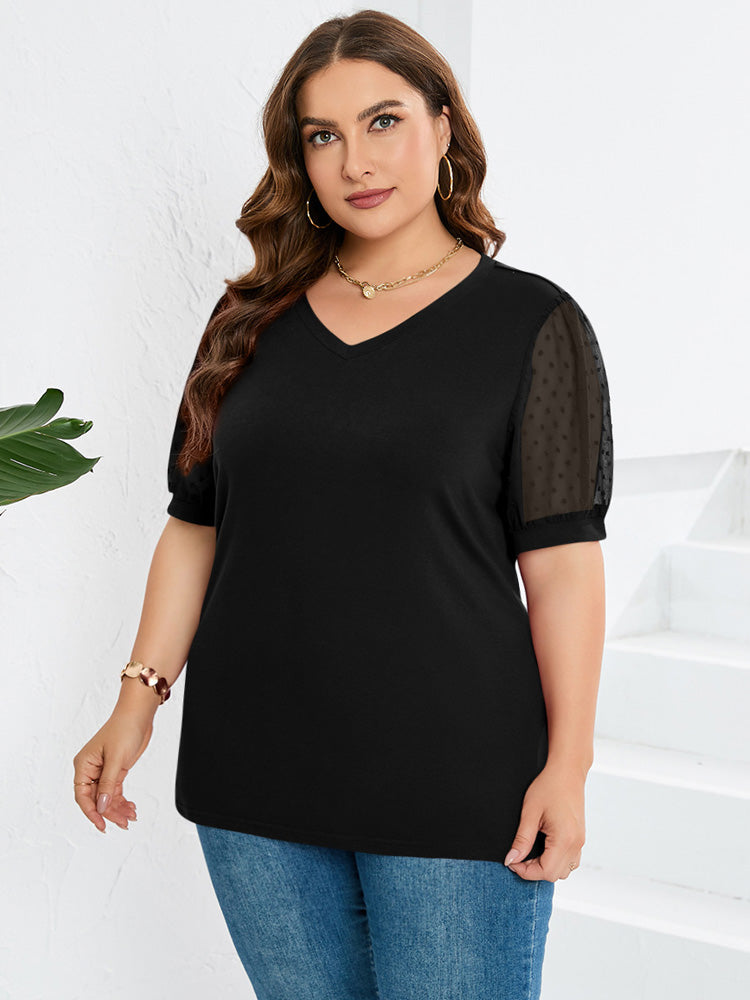 Blusa básica con escote en V y manga larga de algodón – LUMARA