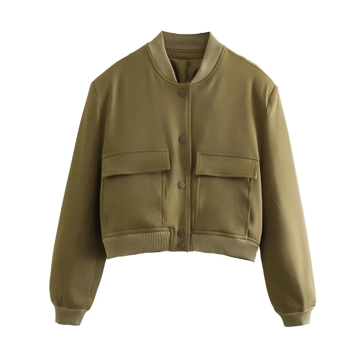 LUNA - Chaqueta cropped con cierre de botones para mujer