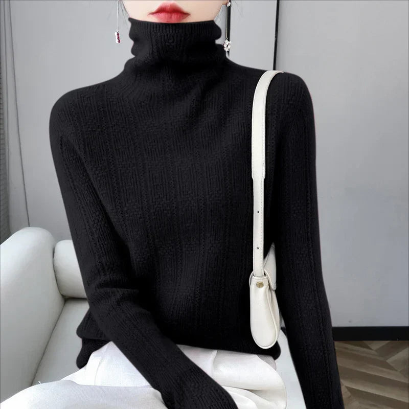 MARISE - Suéter de manga larga con cuello alto para mujer