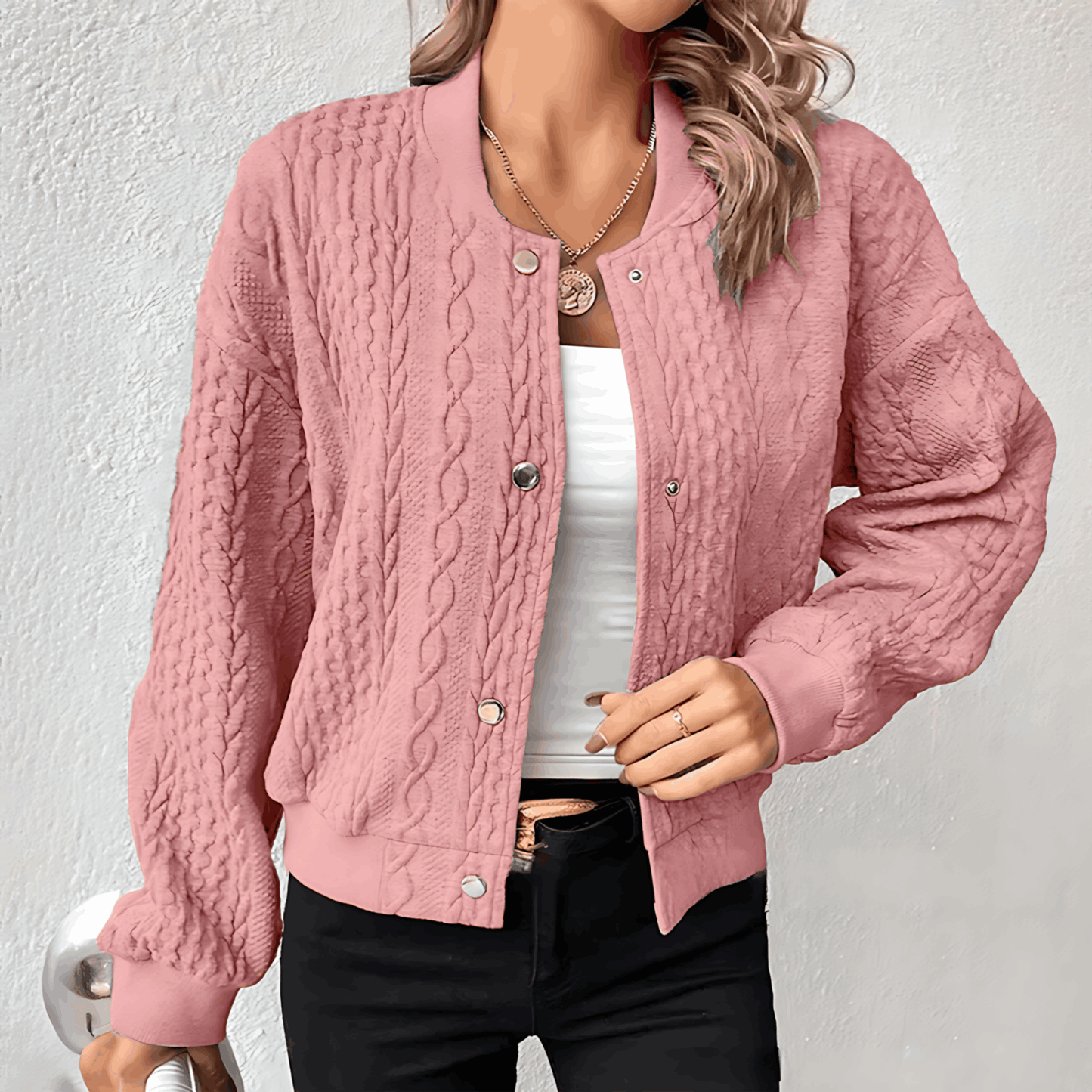 KARLA – Cárdigan estilo bomber para mujer