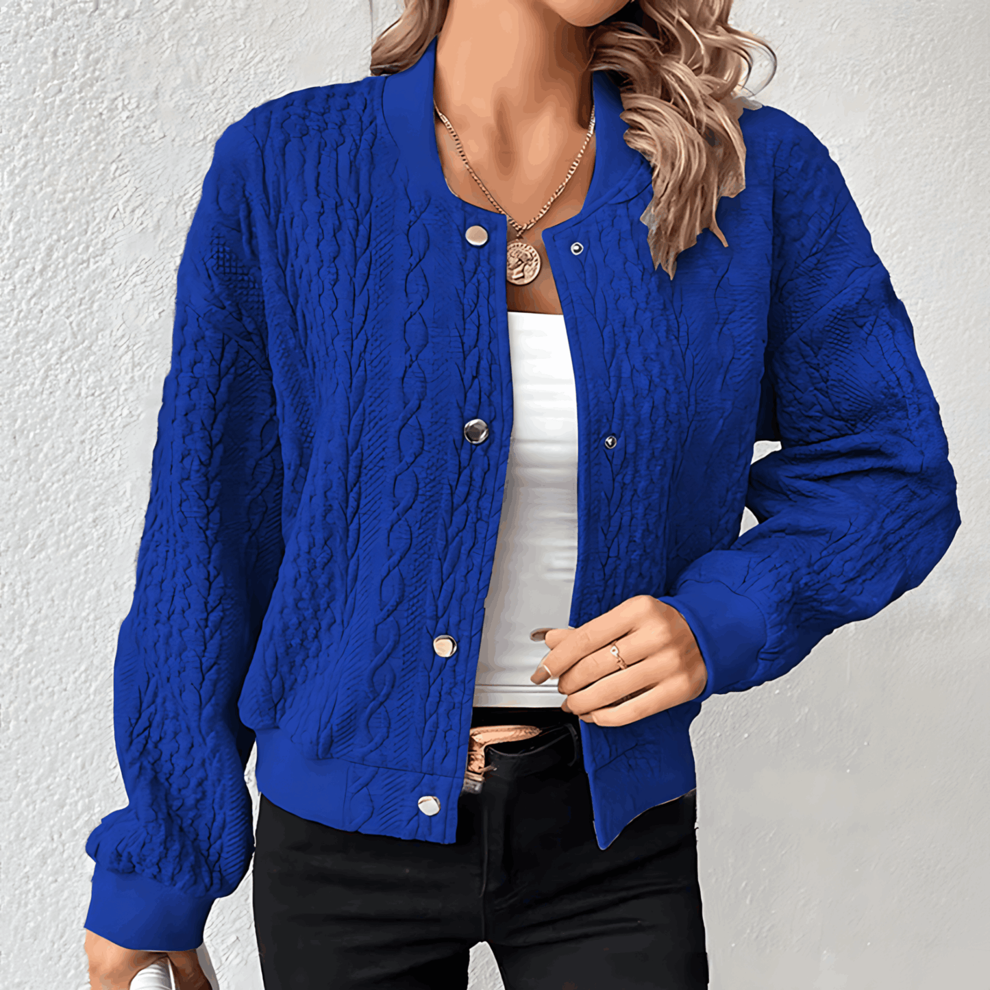 KARLA – Cárdigan estilo bomber para mujer