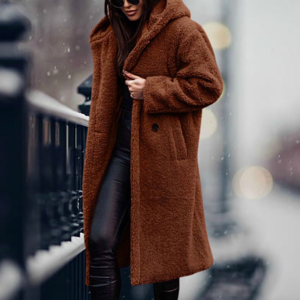 IRMA - Chaqueta elegante con capucha y piel sintética para mujeres