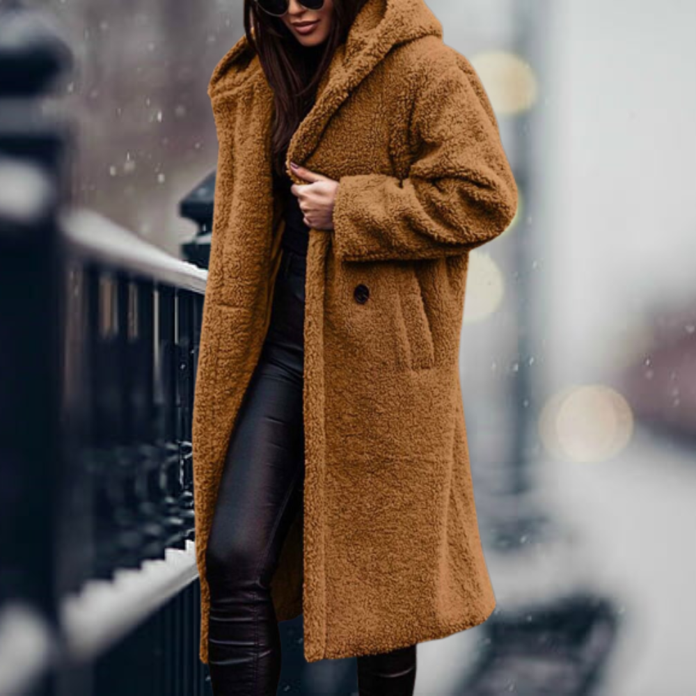 IRMA - Chaqueta elegante con capucha y piel sintética para mujeres