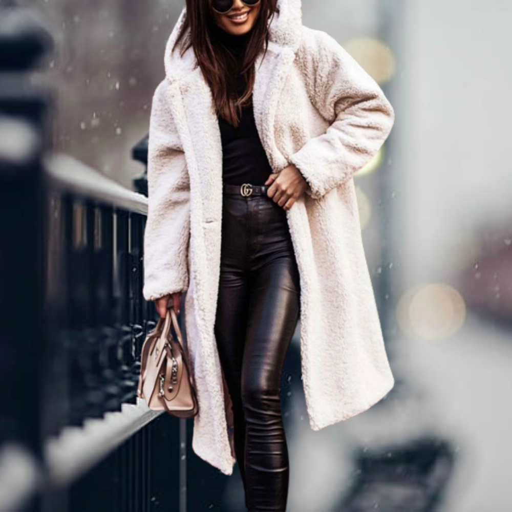 IRMA - Chaqueta elegante con capucha y piel sintética para mujeres