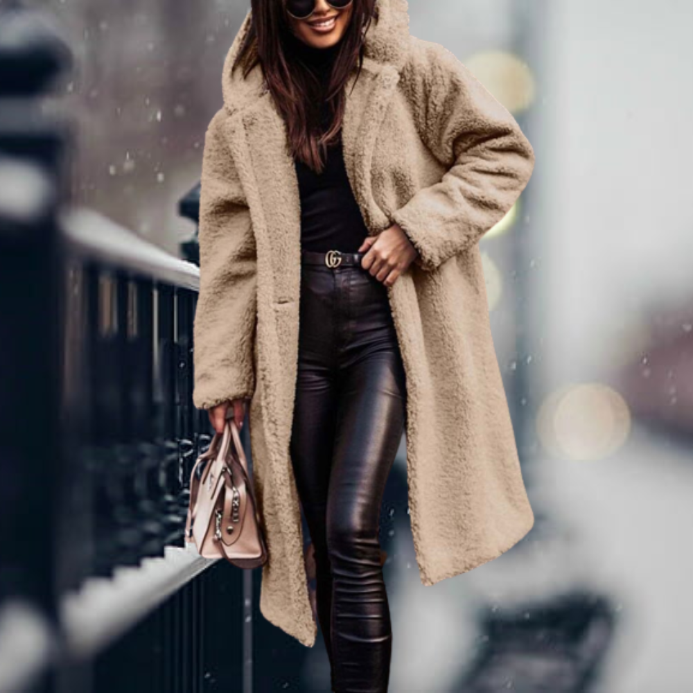 IRMA - Chaqueta elegante con capucha y piel sintética para mujeres