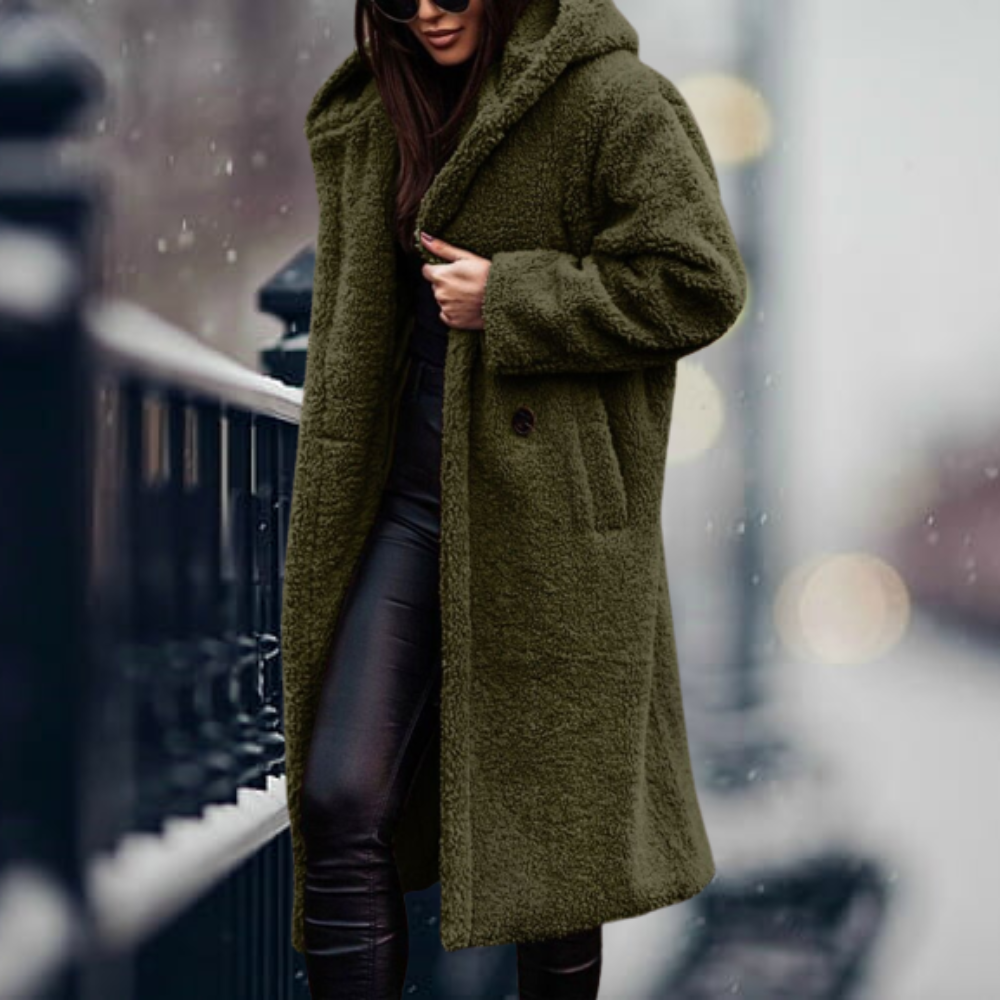 IRMA - Chaqueta elegante con capucha y piel sintética para mujeres