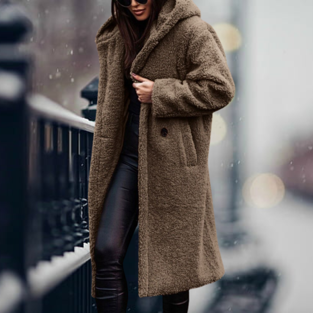 IRMA - Chaqueta elegante con capucha y piel sintética para mujeres
