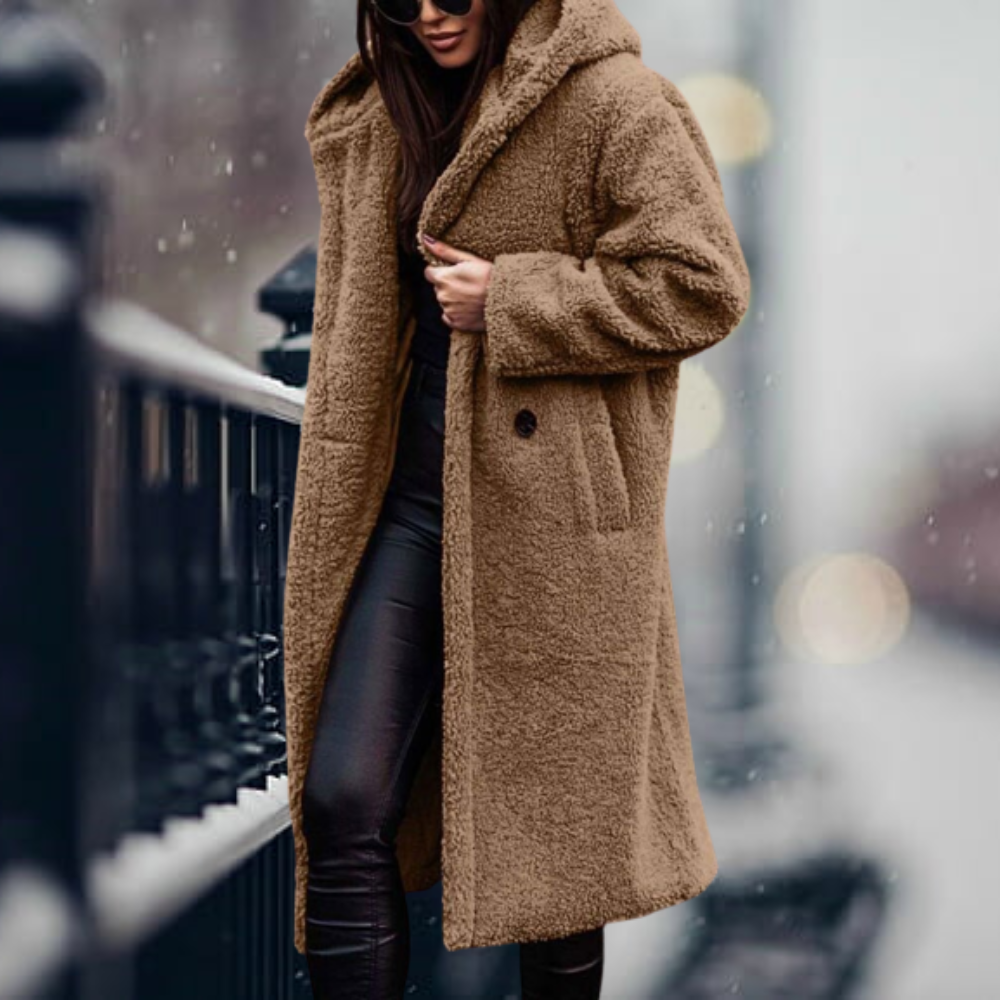 IRMA - Chaqueta elegante con capucha y piel sintética para mujeres