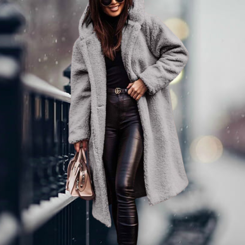 IRMA - Chaqueta elegante con capucha y piel sintética para mujeres