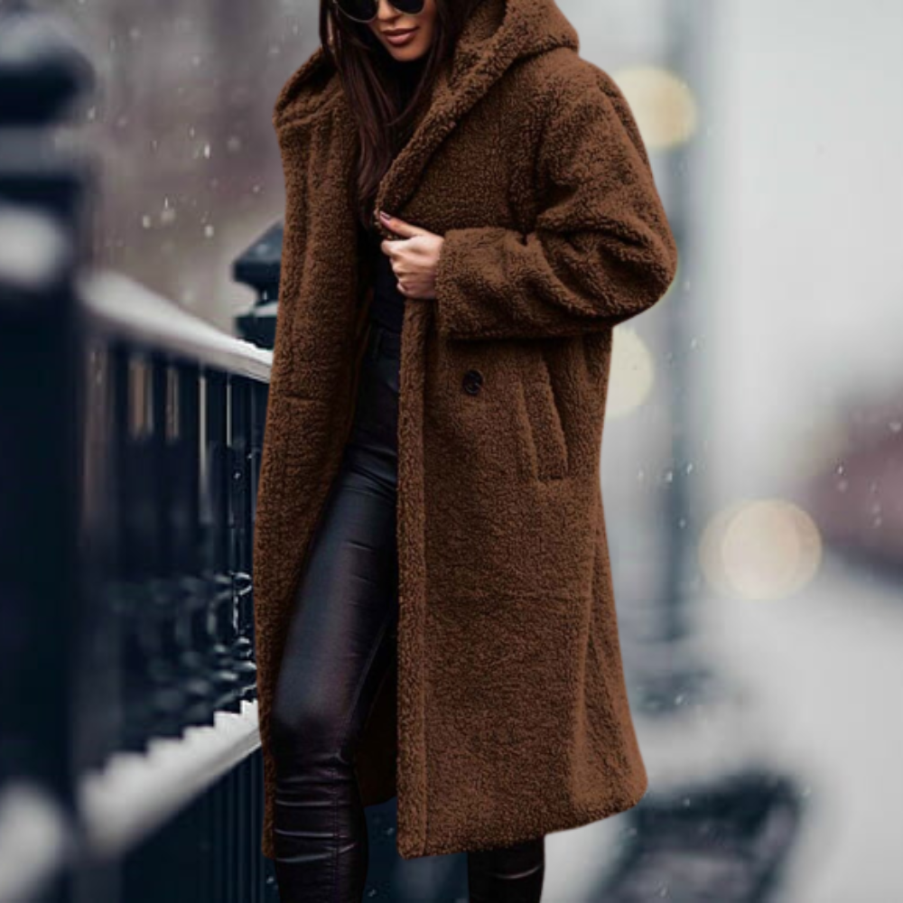IRMA - Chaqueta elegante con capucha y piel sintética para mujeres