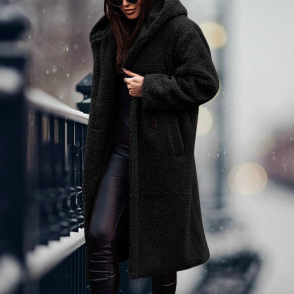 IRMA - Chaqueta elegante con capucha y piel sintética para mujeres