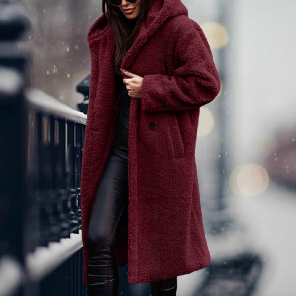 IRMA - Chaqueta elegante con capucha y piel sintética para mujeres