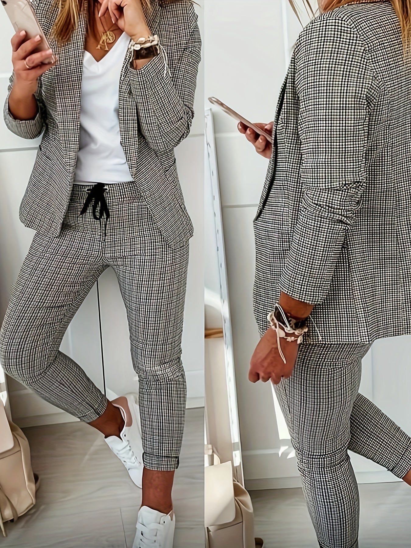 Conjunto de dos piezas para mujer con blazer y pantalón – ROZA PowerSuit