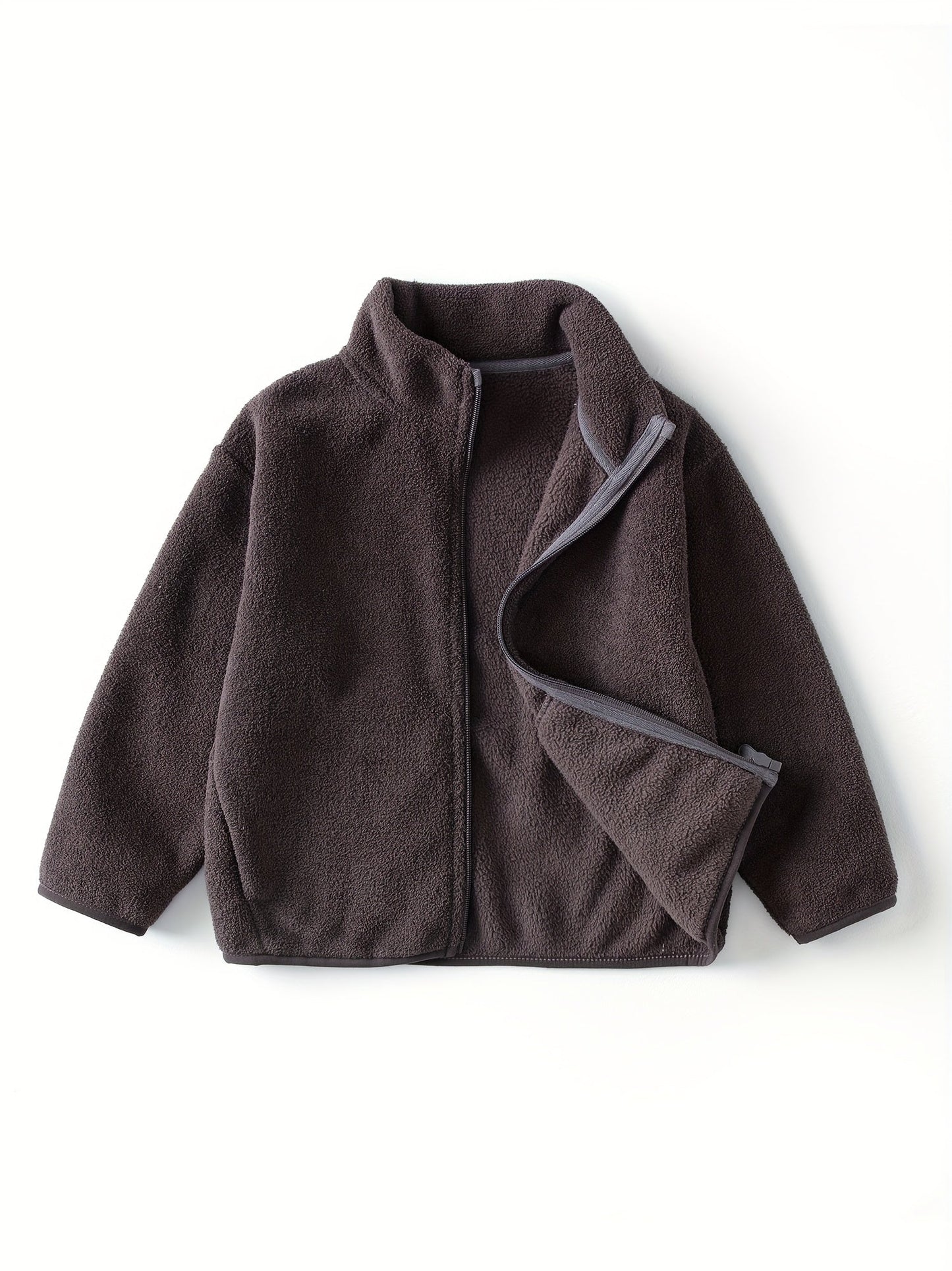 FENLE - Chaqueta polar de forro polar para niños en color sólido