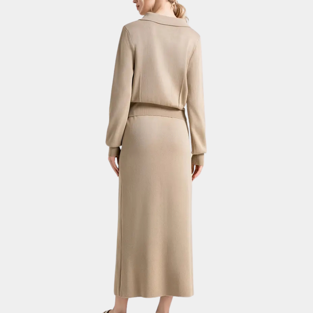 Vestido camisero largo de manga larga con botones – ADELYS Buttonline