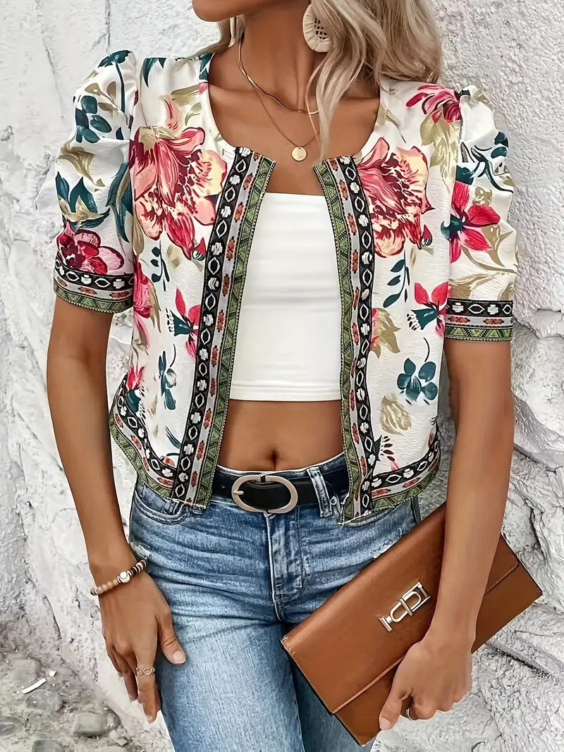 Chaqueta ligera con estampado floral y estilo veraniego – LISARA BloomJacket