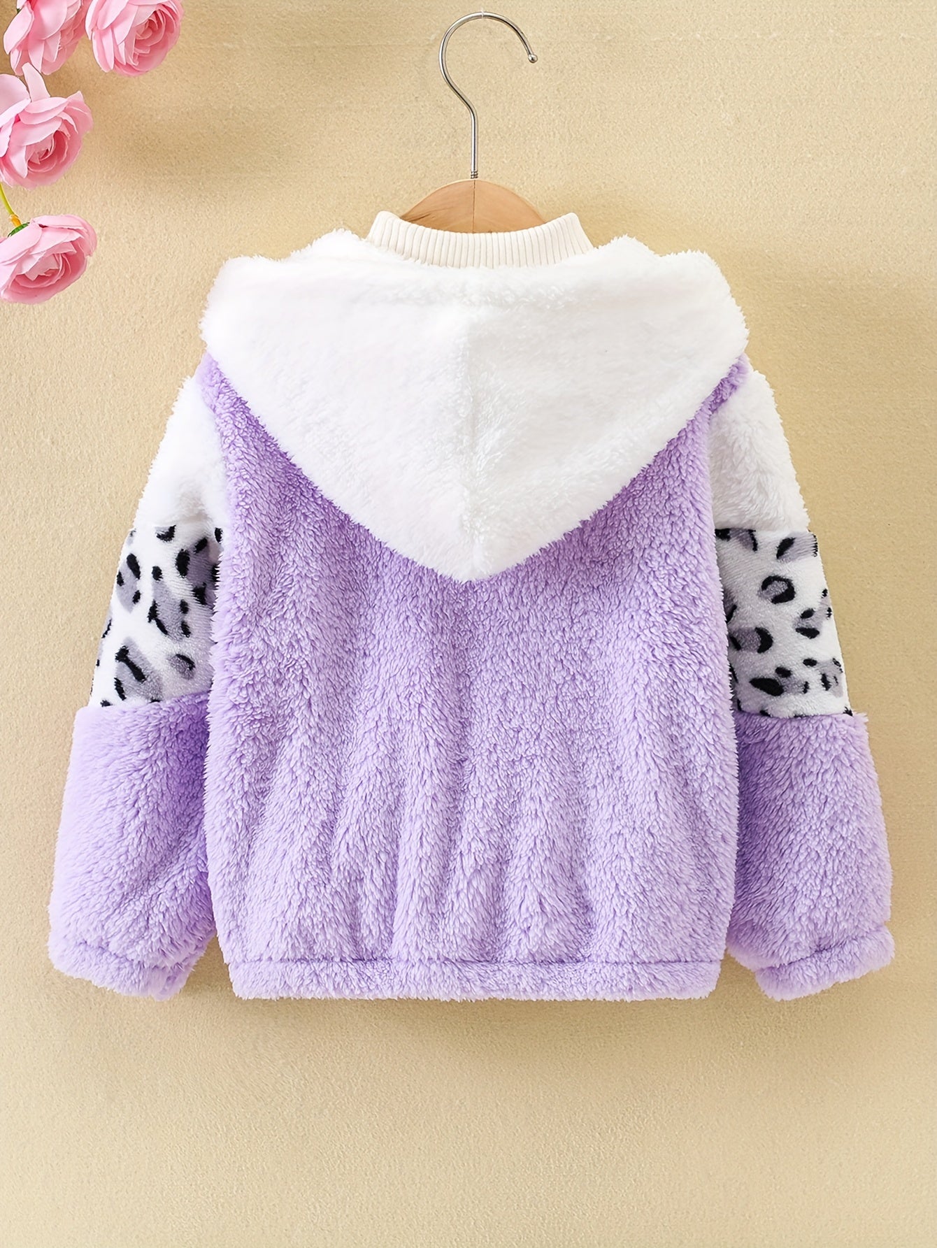 LEONA - Chaqueta con estampado de leopardo y forro de polar para niñas