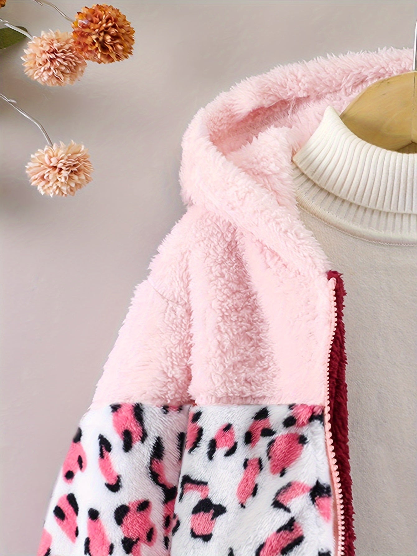 LEONA - Chaqueta con estampado de leopardo y forro de polar para niñas