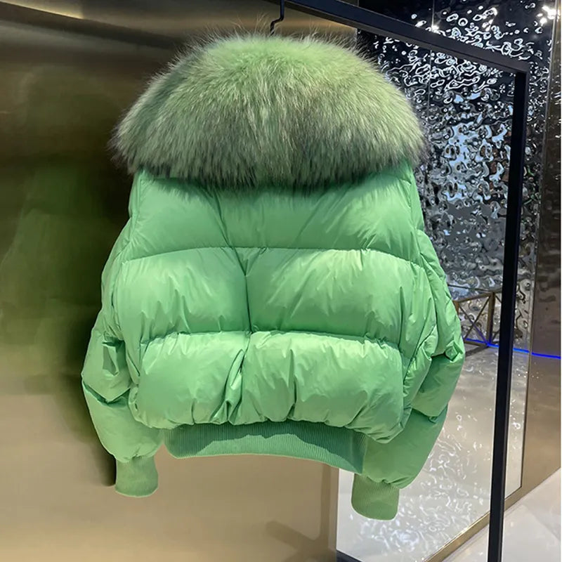 SELMA - Abrigo puffer de invierno con cuello de piel sintética para mujer