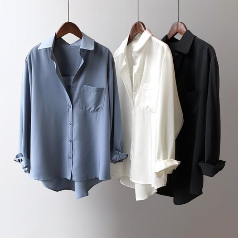Blusa de satén sedoso con corte clásico y estilo refinado – DALIA