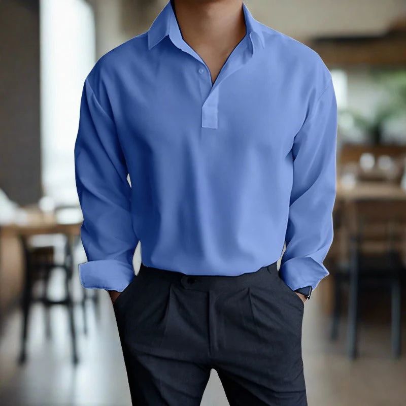 NÉSTOR – Camisa de hombre con cuello clásico y mangas largas