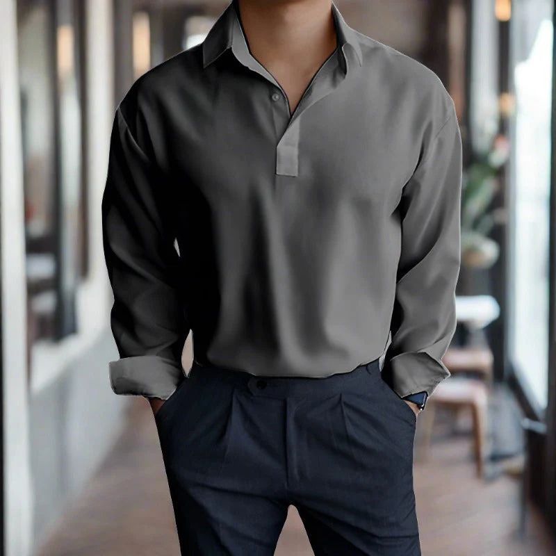 NÉSTOR – Camisa de hombre con cuello clásico y mangas largas