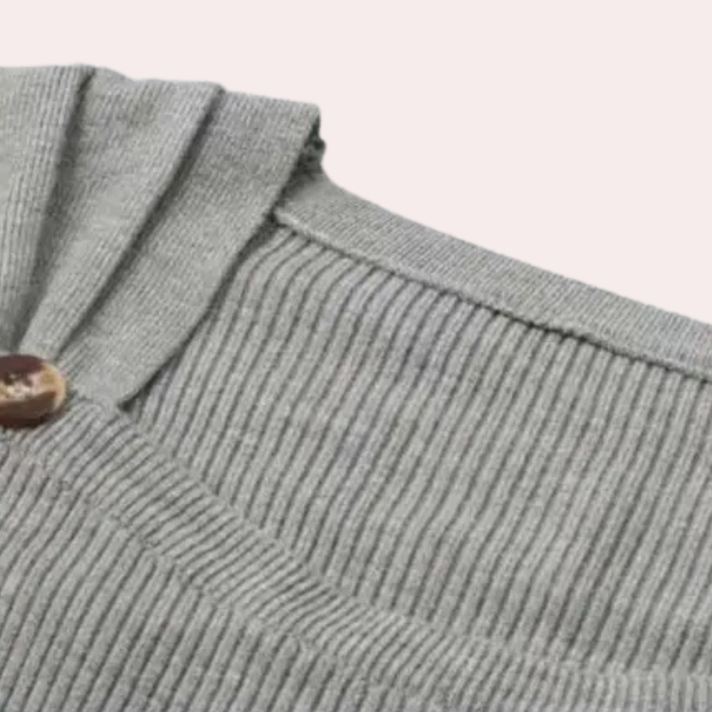 Jersey de punto acanalado con cuello redondo y ajuste cómodo – SYLVAINE Ribknit