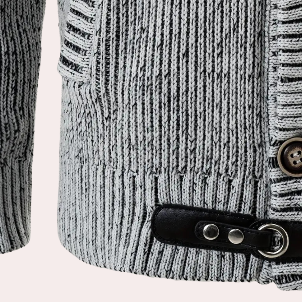 HUGO - Sudadera de punto con capucha y botones para hombre