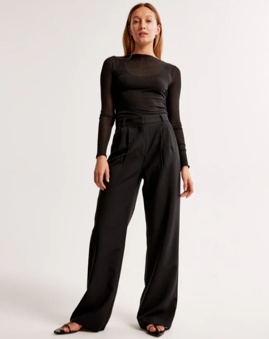 SASHA – Pantalón de cintura alta con pernera ancha para mujer