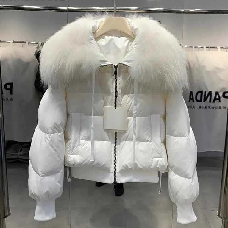SELMA - Abrigo puffer de invierno con cuello de piel sintética para mujer