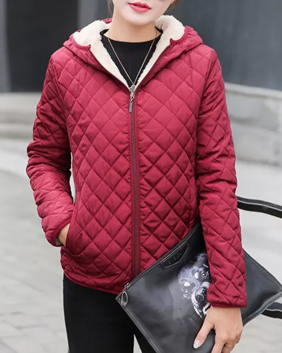 MIRA - Chaqueta de invierno casual acolchada con capucha y cremallera para mujer