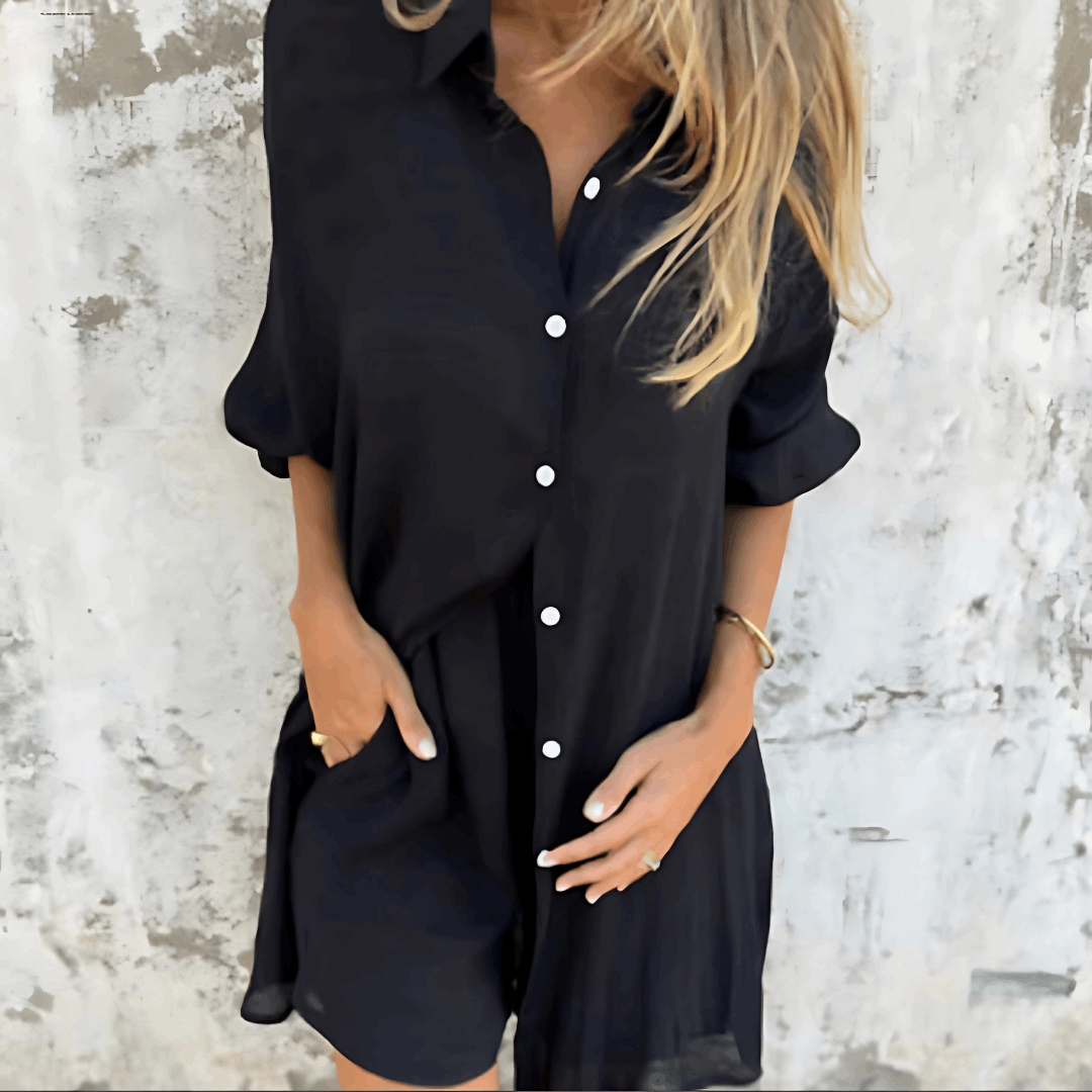Conjunto veraniego de dos piezas con blusa y shorts cómodos – LONYA BreezeSet