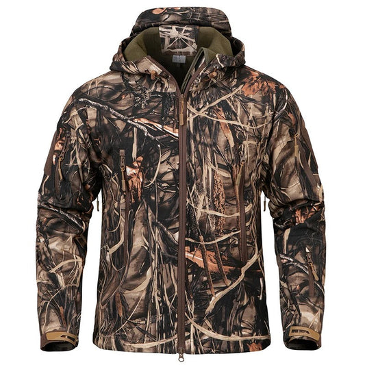 BJORN - Chaqueta de trabajo softshell camuflada con capucha para hombre