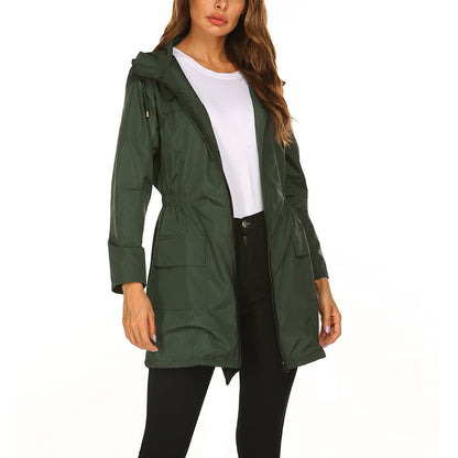 Evelyn - Chaqueta impermeable con capucha cortavientos para mujer Verde