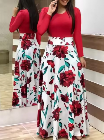 ELISA - Vestido de manga larga con estampado floral para mujer